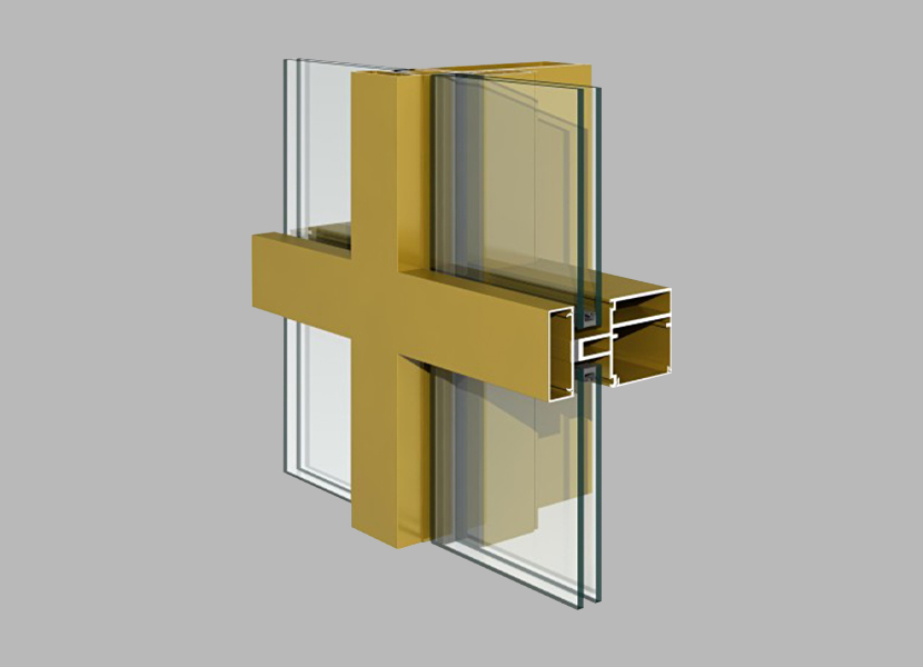 Perfiles de aluminio con recubrimiento en polvo para muro cortina 150A